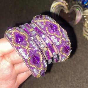 Elegant Purple and Gold Bangle Set